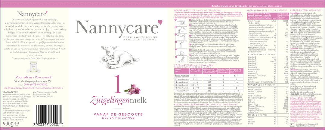 Vitals Nannycare® Zuigelingenmelk 900 gram