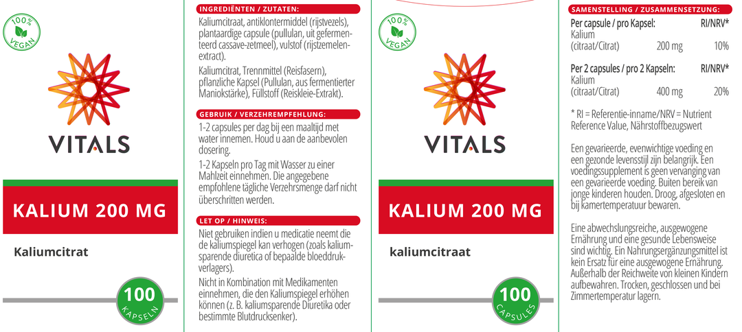 Vitals Kalium 200 mg 100 capsules