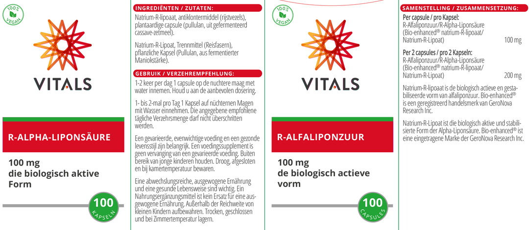 Vitals R-Alfaliponzuur 100 capsules