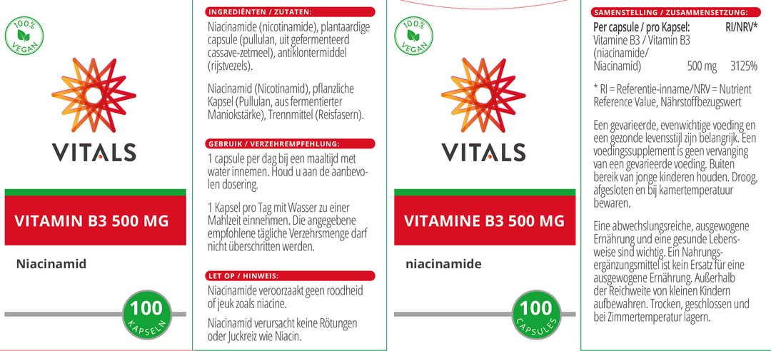 Vitals Vitamine B3 500 mg 100 capsules