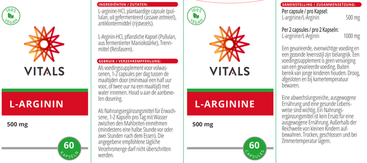 Vitals L-arginine 60 capsules