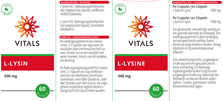 Vitals L-lysine 60 capsules