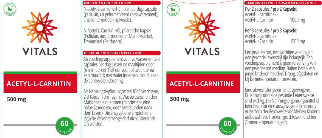 Vitals Acetyl-L-carnitine 60 capsules