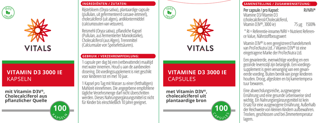 Vitals Vitamine D3 3000 ie Capsules 100 capsules