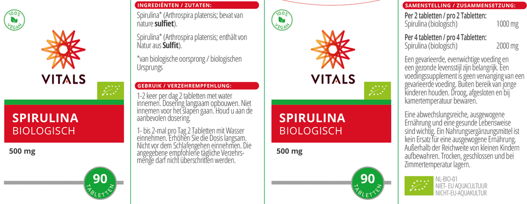 Vitals Spirulina Biologisch 90 tabletten