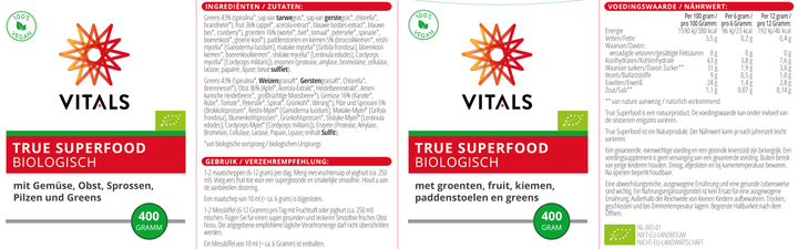 Vitals True Superfood Biologisch 400 gram