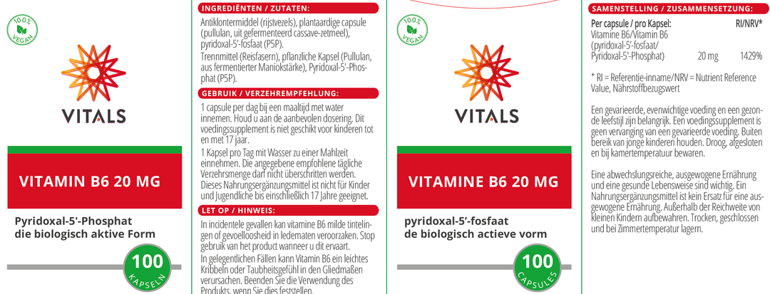 Vitals Vitamine B6 20 mg 100 capsules