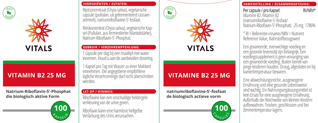 Vitals Vitamine B2 25 mg 100 capsules