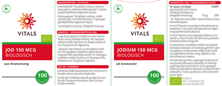 Vitals Jodium Biologisch 100 capsules