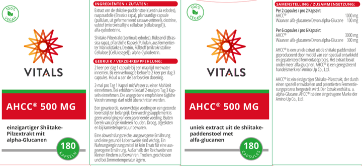 Vitals AHCC® 500 mg 60 capsules