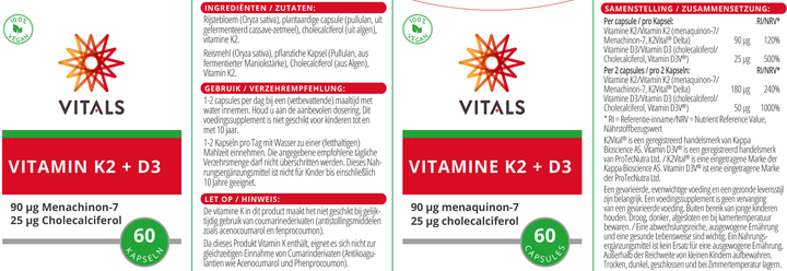 Vitals Vitamine K2 90 mcg met vitamine D3 25 mcg 60 capsules