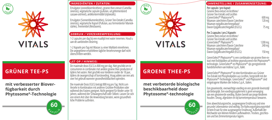 Vitals Groene Thee-PS 60 capsules