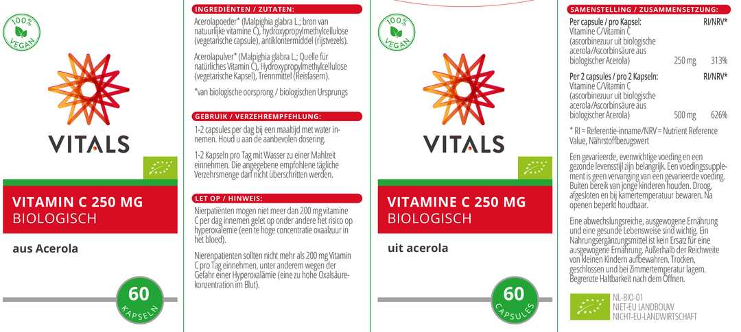Vitals Vitamine C Biologisch 60 capsules