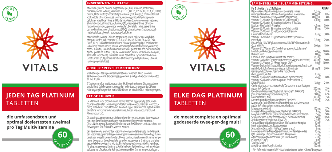 Vitals Elke Dag Platinum 60 tabletten