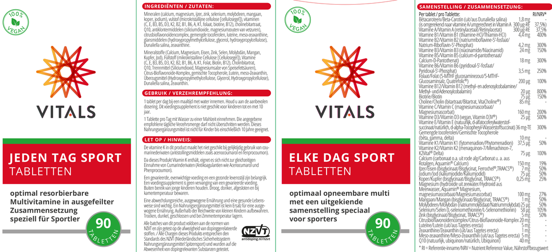 Vitals Elke Dag Sport Tabletten 90 tabletten