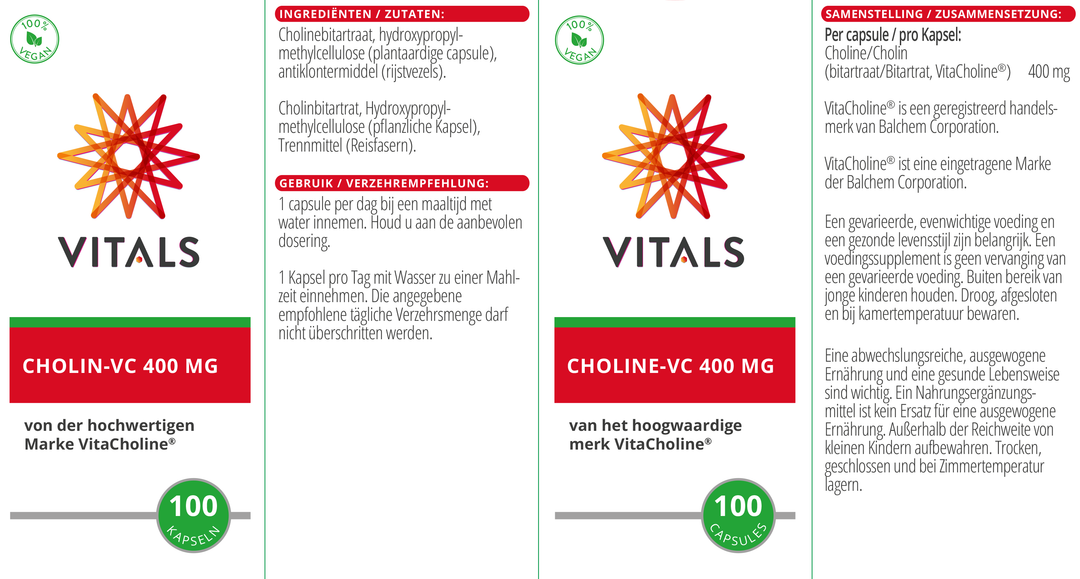 Vitals Choline-VC 400 mg 100 capsules