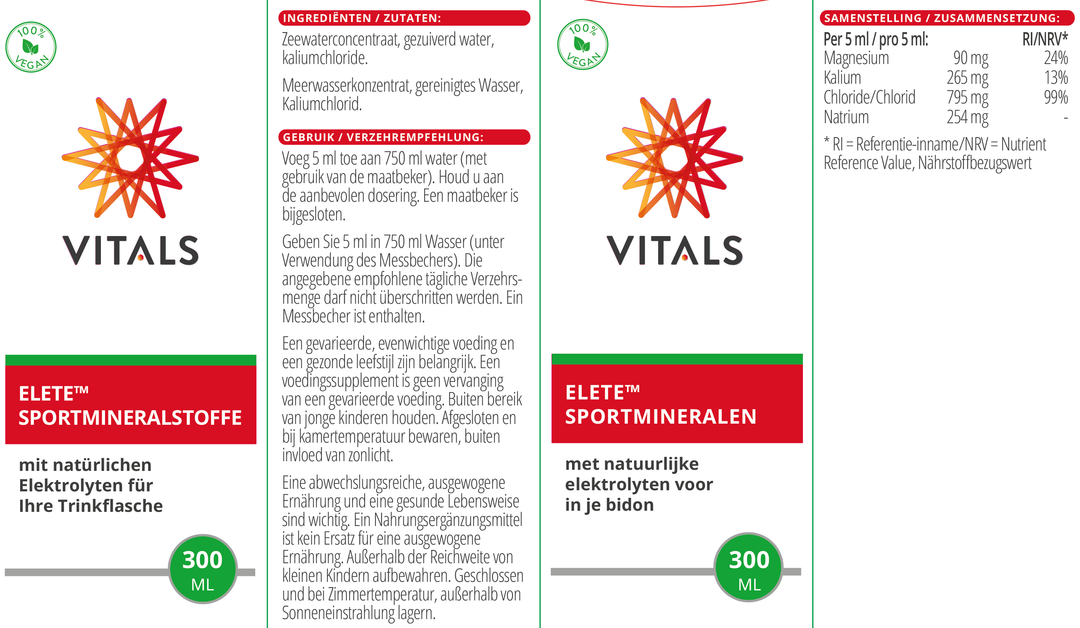 Vitals Elete™ Sportmineralen 300 ml