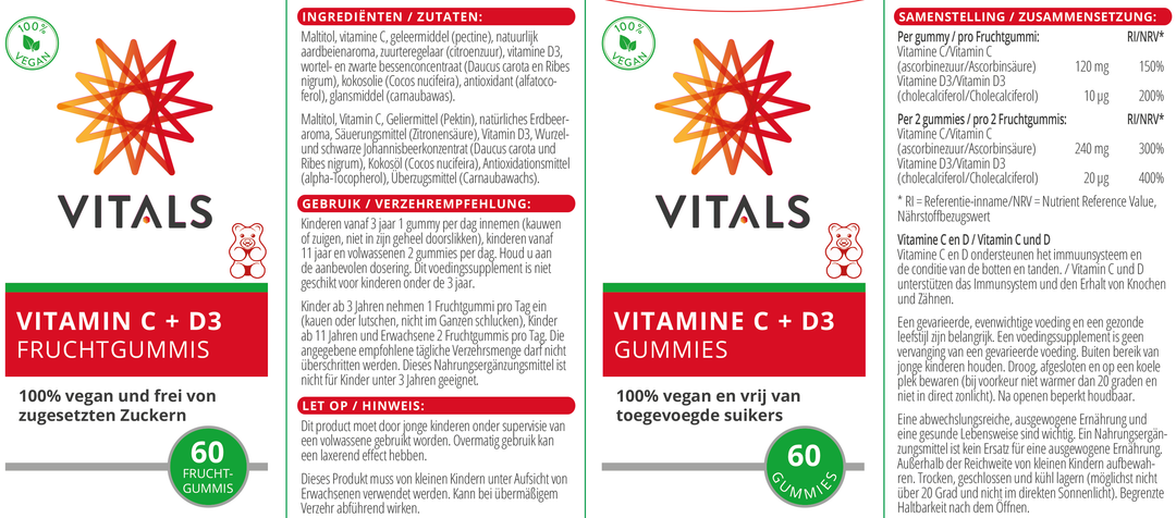 Vitals Vitamine C + D3 Gummies 60 gummies