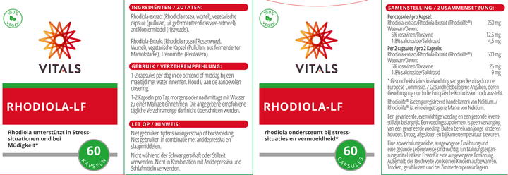 Vitals Rhodiola-LF 60 capsules