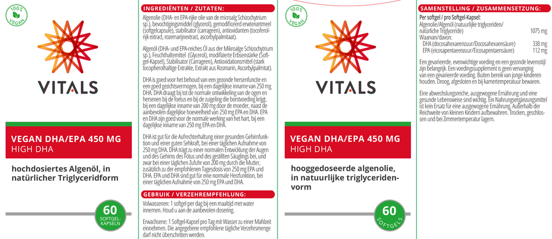 Vitals Vegan DHA/EPA 450 mg 60 vegan softgels