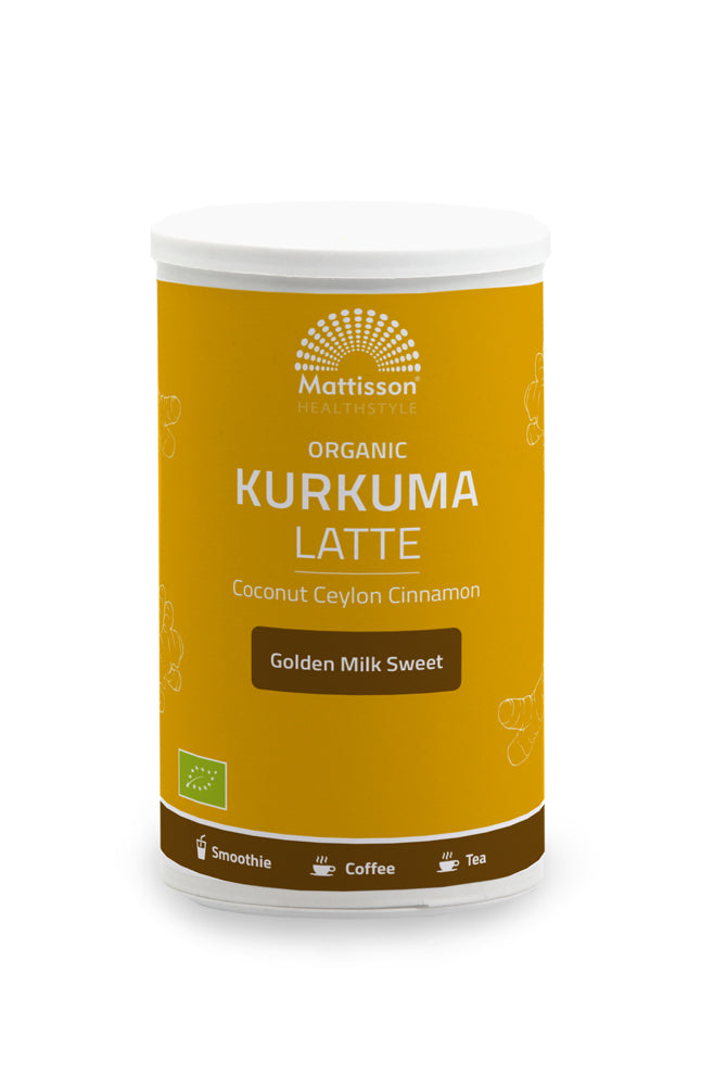 Biologische Kurkuma Latte - Gezoet - 175 g