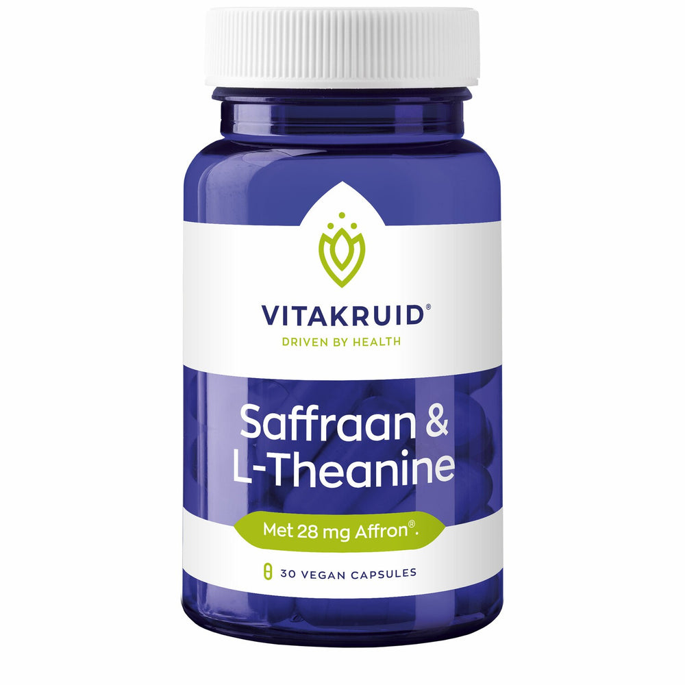 Vitakruid Saffraan 28 mg (Affron) & L-Theanine 30 vegetarische capsules