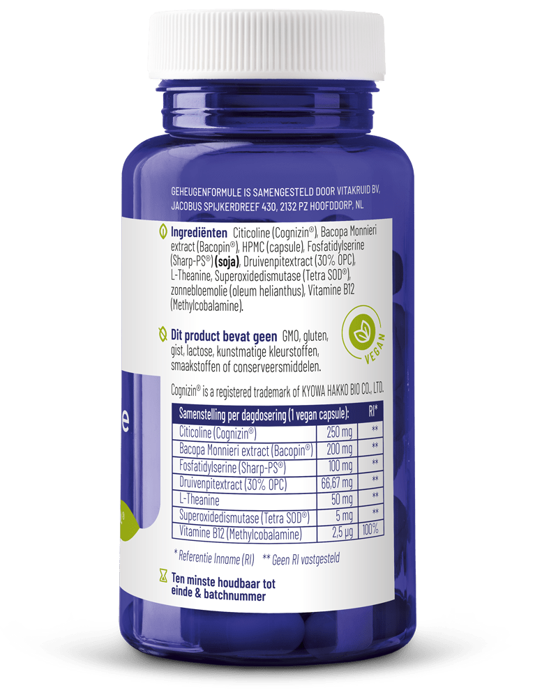 Vitakruid Geheugenformule 60 vegetarische capsules