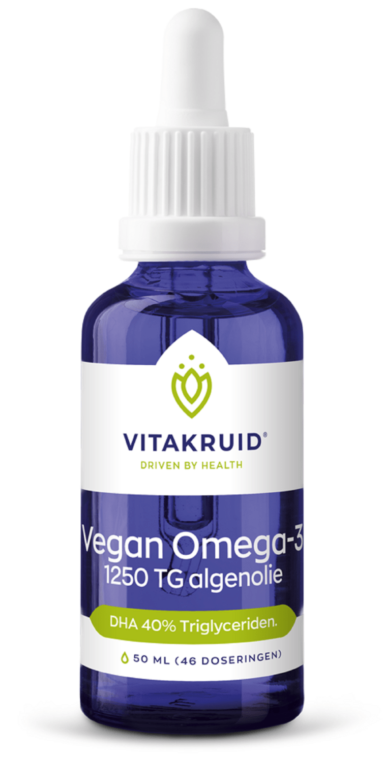 Vitakruid Vegan Omega 3 algenolie 1250 tryglyceriden 500 DHA 50 milliliter