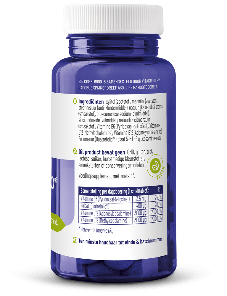 Vitakruid B12 Combi 6000 met folaat & P-5-P 120 smelttabletten