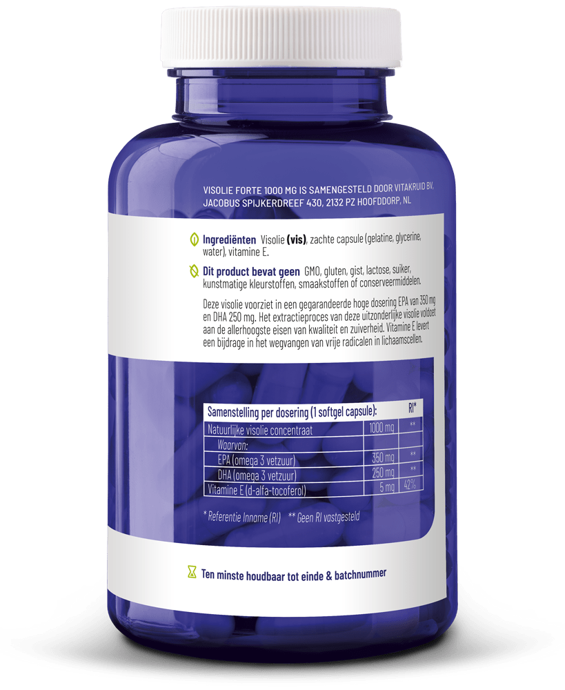 Vitakruid Visolie Forte 1000mg EPA 35% DHA 25% 180 softgels