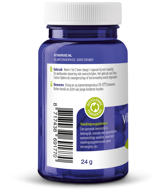 Vitakruid Vitex agnus castus 200mg monnikspeper 60 vegetarische capsules