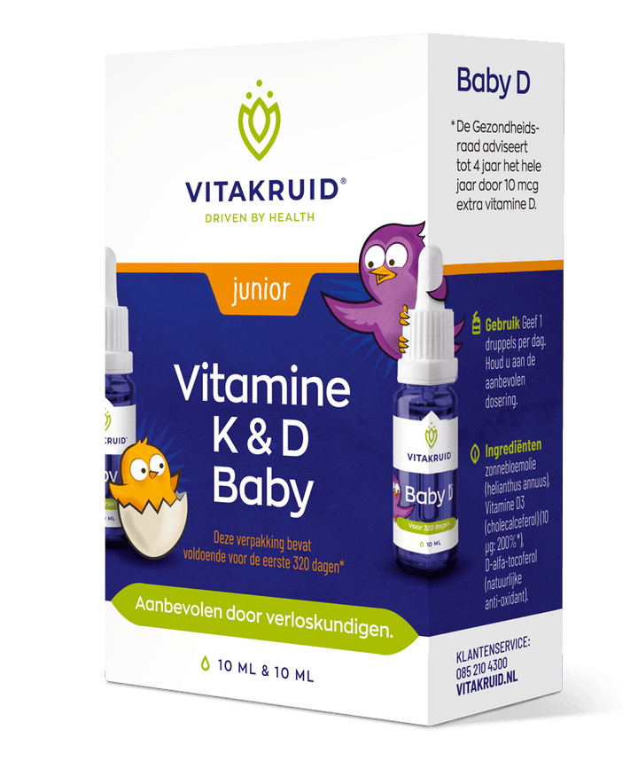 Vitakruid Vitamine K & D baby druppels 10ml 20 milliliter