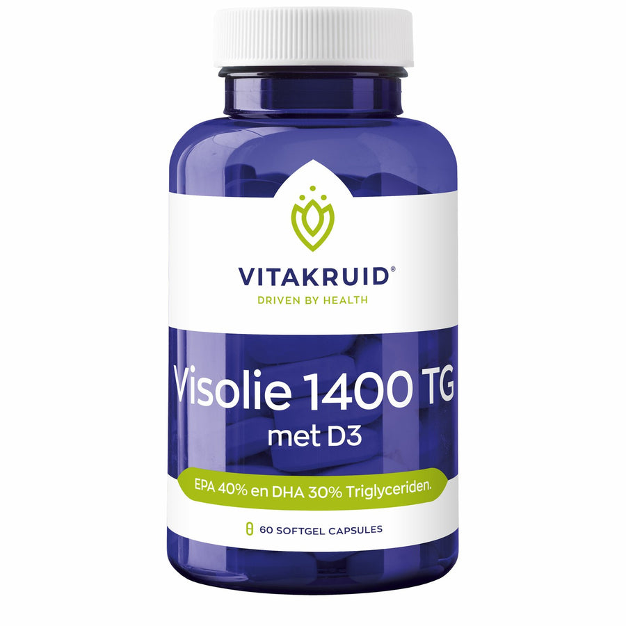 Vitakruid Visolie 1400 met D3 Triglyceriden EPA 40% DHA 30% 60 softgels